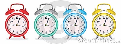 Metal Alarm Clock With Various Colors Vector Illustration Vector Illustration