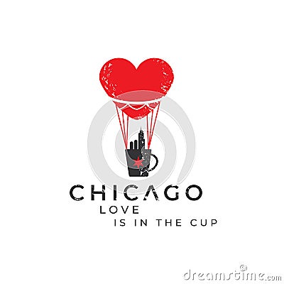 Baloon logo design. Coffee vector logo. Chicago logo Vector Illustration