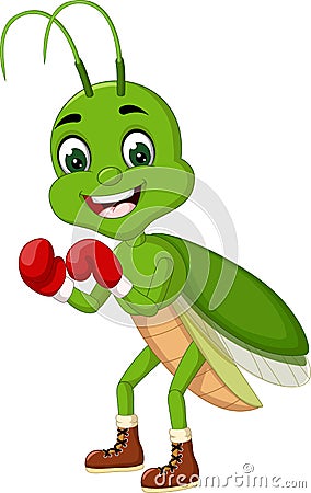 Funny Green Boxer Mantis Cartoon Stock Photo