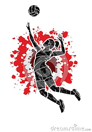 Volleyball player action cartoon graphic Vector Illustration