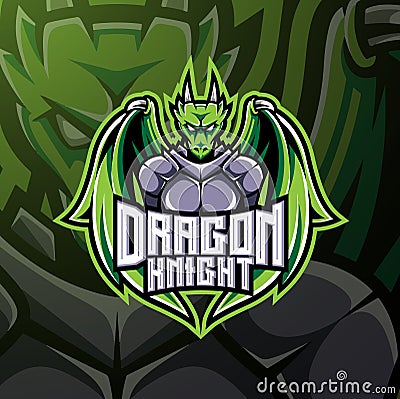 Dragon knight mascot logo design Vector Illustration