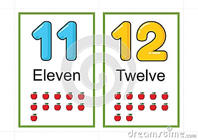 Printable number flashcards for teaching number flashcards number flash card for teaching number easy to print on a4 with dotted Vector Illustration