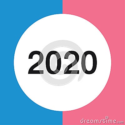 Flat calendar year 2020 icon. Happy New year. Happy New Year 2020. Tear-off calendar icon in flat style on gray background Cartoon Illustration