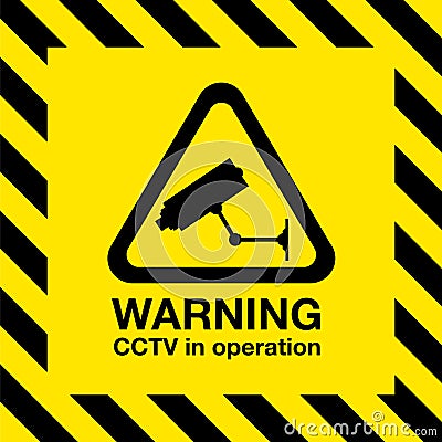 Cctv warning sign Vector Illustration