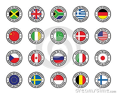 Set of flat icon flags Vector Illustration