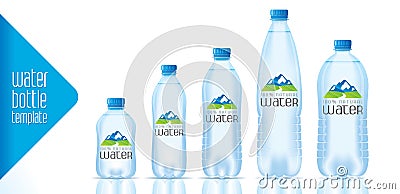 Vector water bottle template and ready label design Vector Illustration