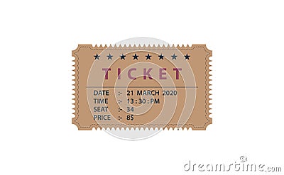 Ticket show time date seat and price Vector Illustration