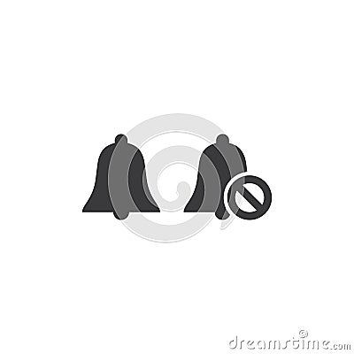 Bell sound simple black vector icon set. Vector Illustration