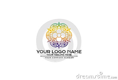 Vector Illustration Of Flower Mandala Logo Design Vector Illustration