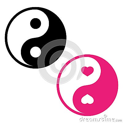 Ying yang symbol of harmony and balance on white background. Vector Illustration
