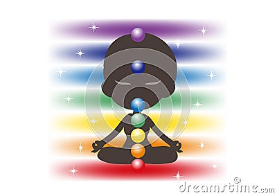 Meditation in Seven chakras color - Avatar type Vector Illustration