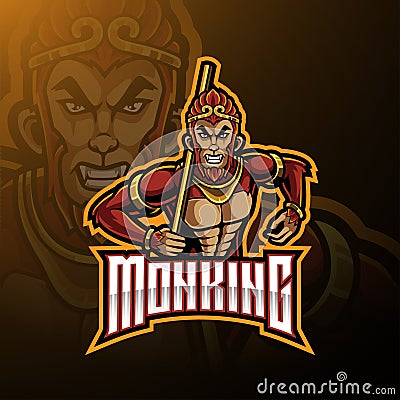 Monkey king mascot logo design Vector Illustration