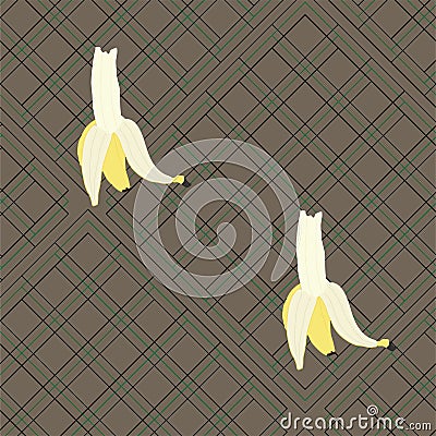 Big bananas on plaid Vector Illustration
