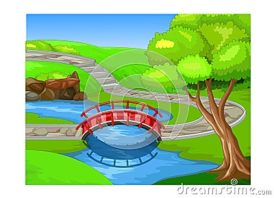Funny Landscape Park Cartoon Stock Photo