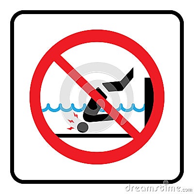 Pool depth marker. No diving Sign Vector Illustration