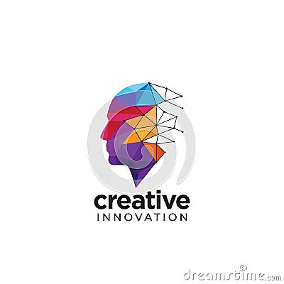 Modern head logo colorful polygonal abstract Stock Photo