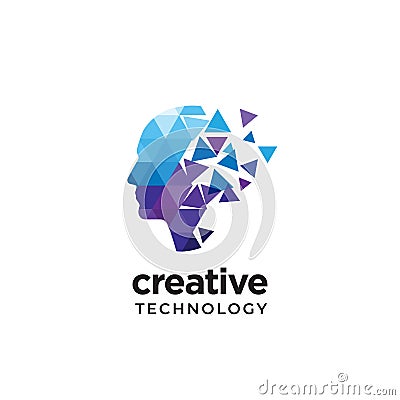 Modern head logo colorful polygonal abstract for Stock Photo