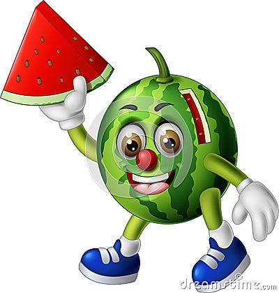 Funny Green Watermelon Cartoon Stock Photo