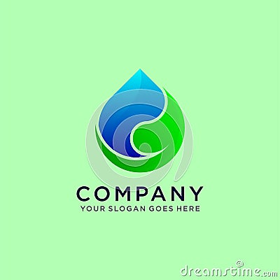 Water and Leaf Nature Icon Logo Template Vector Illustration