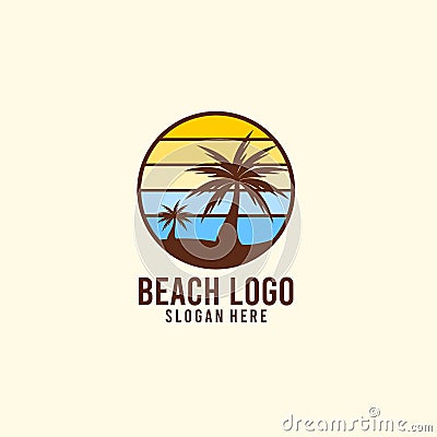 Sunset in beach holiday logo Vector Illustration