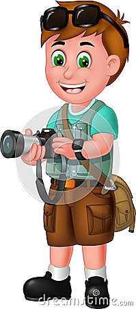 Funny Photographer Boy Cartoon Stock Photo