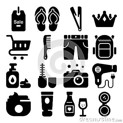 Fashion Solid Icons Set Vector Illustration