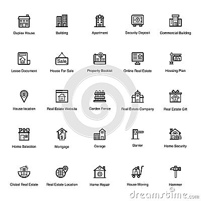 Construction Line Icons Pack Vector Illustration