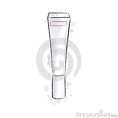 Watercolor skincare illustration. Eye cream, lip balm Vector Illustration