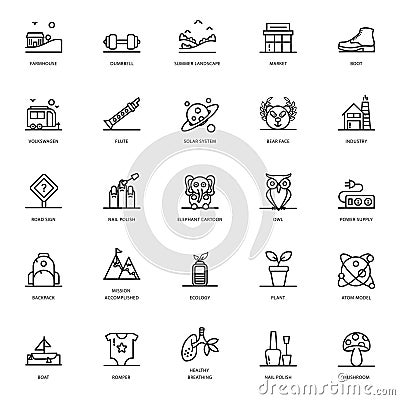 Building Line Icons Pack Vector Illustration