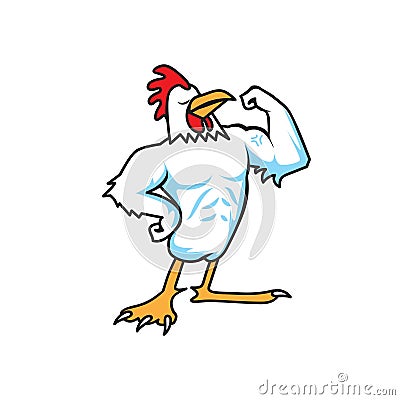 Strong rooster or chicken cartoon vector Vector Illustration