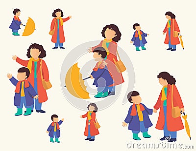 Mother and son flat vector illustration Vector Illustration