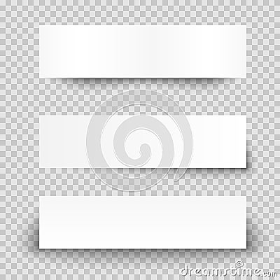 Set of banners with shadows for your design. Realistic shadow from paper banners on a transparent background. Vector Illustration