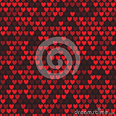 Seamless pattern with red hearts Vector Illustration