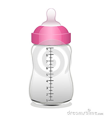 Empty plastic baby bottle. Vector illustration. Cartoon Illustration