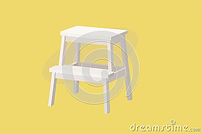Vector Isolated Illustration of a White Wood Stool Vector Illustration