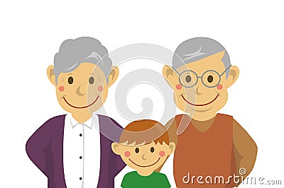 Grandparents and grandson vector illustration / upper body Vector Illustration