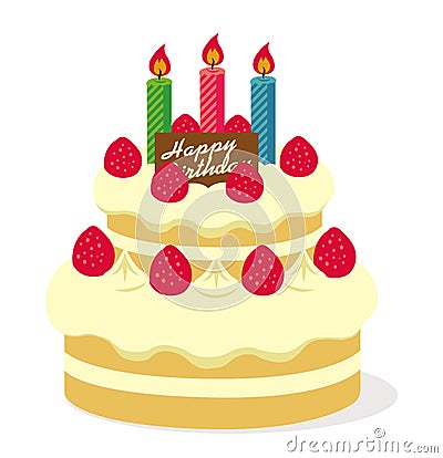 Happy birthday / Birthday cake illustration. Vector Illustration