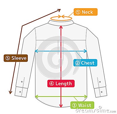 Business shirt illustration for size chart Vector Illustration