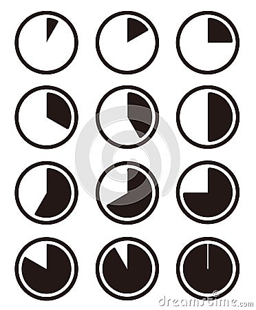 Time / rate progression icon set Vector Illustration