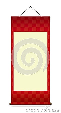 Japanese hanging scroll paper illustration / red Vector Illustration