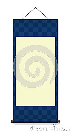 Japanese hanging scroll paper illustration / blue Vector Illustration