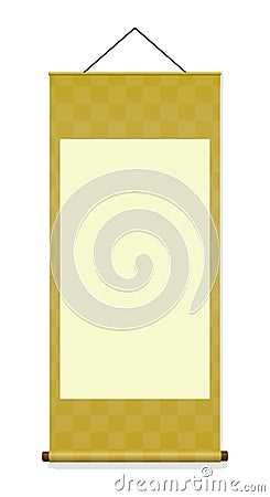 Japanese hanging scroll paper illustration / gold Vector Illustration