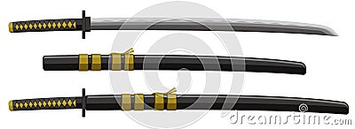 Katana / Japanese sword / illustration set. Vector Illustration