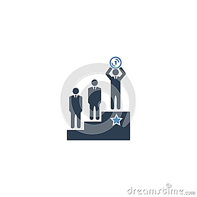 Business Winner Icon. Celebrating, businessman. People standing on a platform icon Vector Illustration