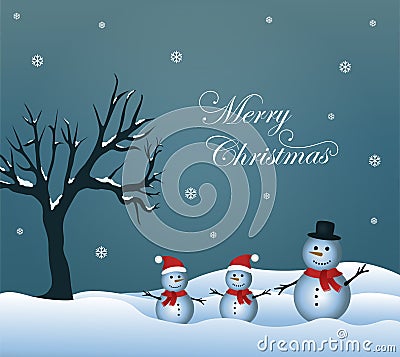 Snowman look happy under a tree Stock Photo