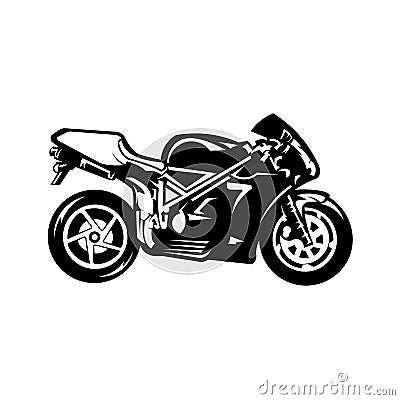 Motorcycle racing logo vector,Racing motorcycle logo on black background. Superbike vector monochrome Vector Illustration