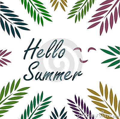 Hello summer four season paradise beach vector ilustration design Vector Illustration