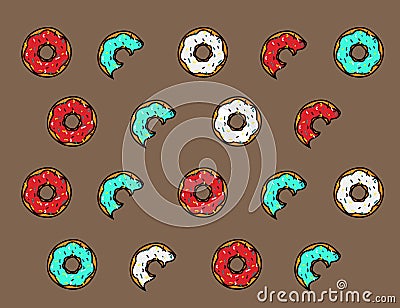 Pattern donut colorful wallpaper background delicious, donut cute vector design illustration Vector Illustration