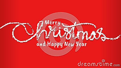 Merry chtistmas and happy new year greeting card typography in red background Vector Illustration