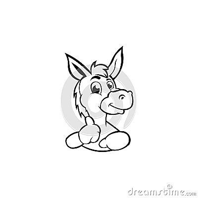 donkey cute animal cartoon character Vector Illustration